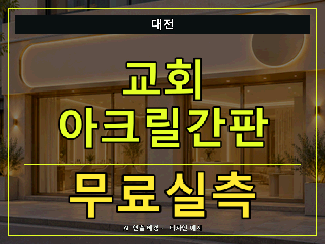 대전 교회 아크릴간판 무료실측 안내 썸네일 · AI 연출 배경