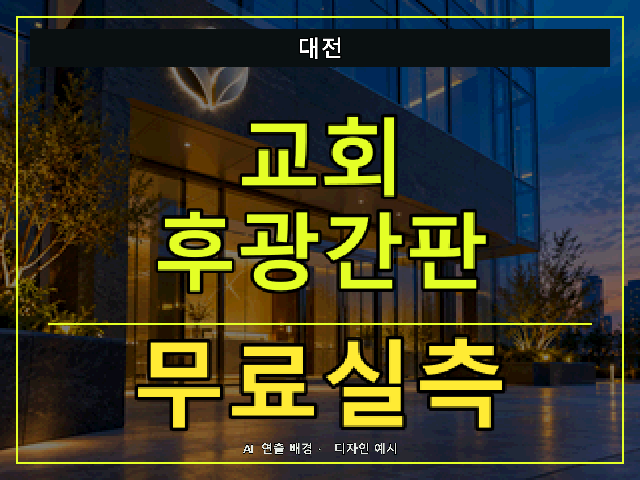 대전 교회 후광간판 무료실측 안내 썸네일 · AI 연출 배경