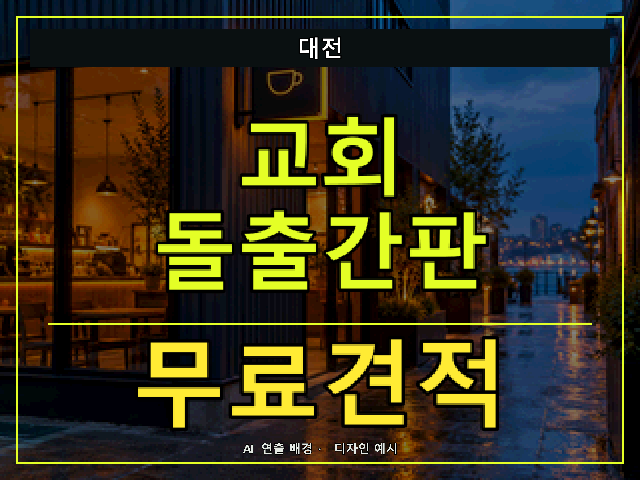 대전 교회 돌출간판 무료견적 안내 썸네일 · AI 연출 배경