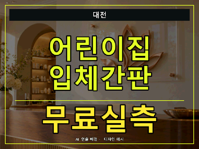 대전 어린이집 입체간판 무료실측 안내 썸네일 · AI 연출 배경