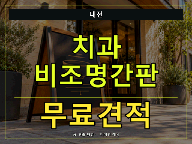 대전 치과 비조명간판 무료견적 안내 썸네일 · AI 연출 배경