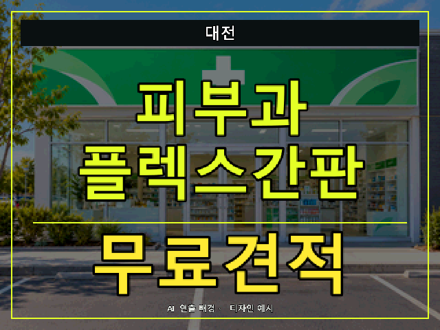 대전 피부과 플렉스간판 무료견적 안내 썸네일 · AI 연출 배경