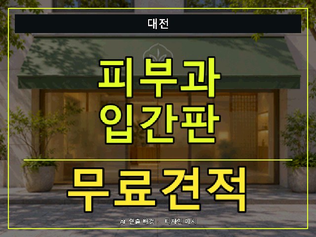 대전 피부과 입간판 무료견적 안내 썸네일 · AI 연출 배경
