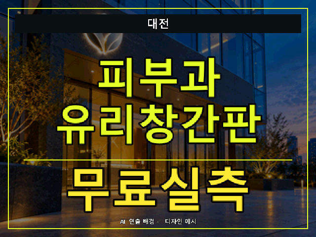 대전 피부과 유리창간판 무료실측 안내 썸네일 · AI 연출 배경