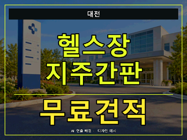대전 헬스장 지주간판 무료견적 안내 썸네일 · AI 연출 배경