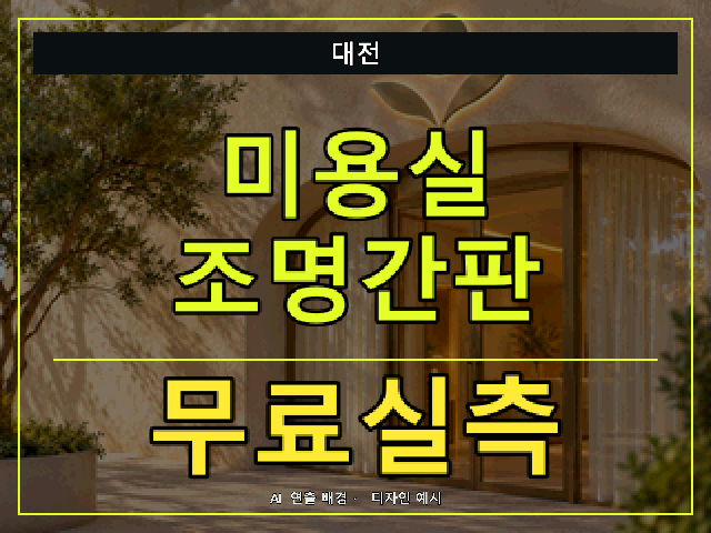 대전 미용실 조명간판 무료실측 안내 썸네일 · AI 연출 배경