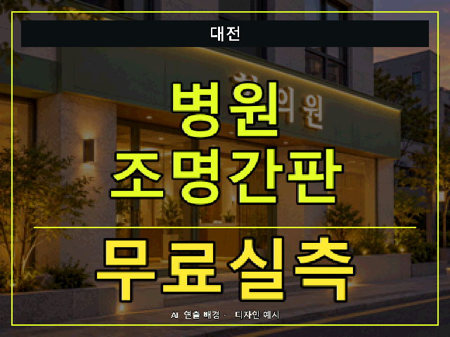 대전 병원 조명간판 무료실측 안내 썸네일 · AI 연출 배경