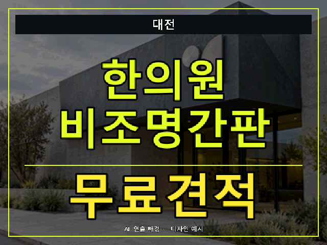 대전 한의원 비조명간판 무료견적 안내 썸네일 · AI 연출 배경