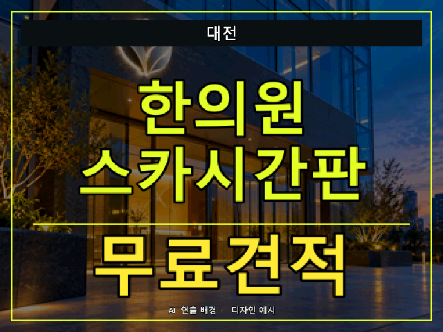 대전 한의원 스카시간판 무료견적 안내 썸네일 · AI 연출 배경