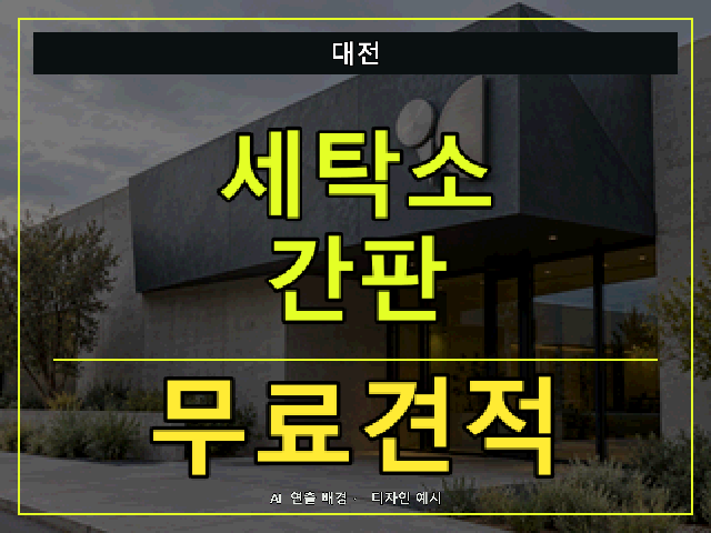 대전 세탁소 간판 무료견적 안내 썸네일 · AI 연출 배경