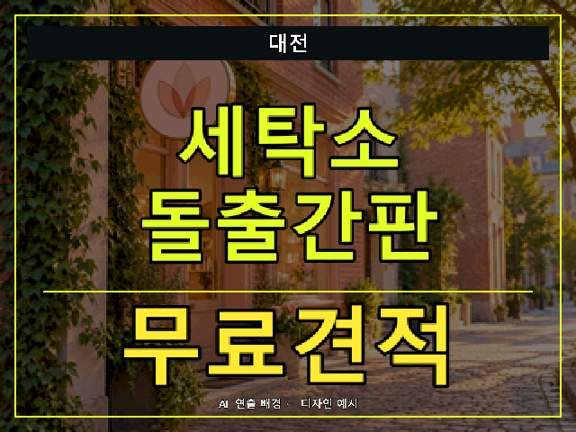 대전 세탁소 돌출간판 무료견적 안내 썸네일 · AI 연출 배경