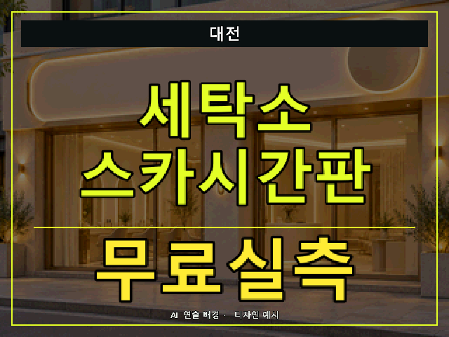 대전 세탁소 스카시간판 무료실측 안내 썸네일 · AI 연출 배경
