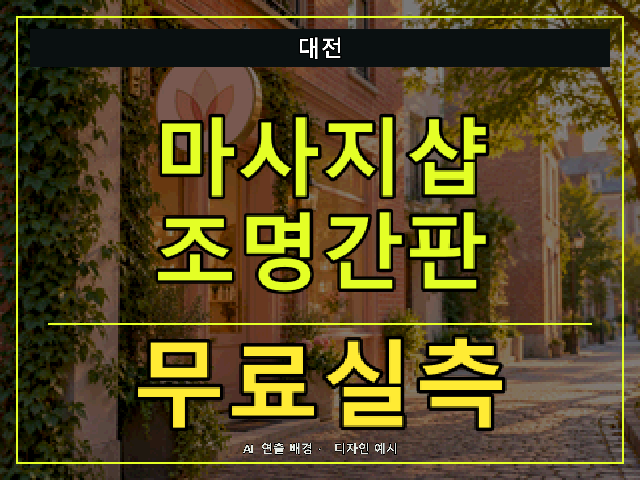 대전 마사지샵 조명간판 무료실측 안내 썸네일 · AI 연출 배경