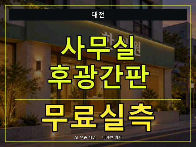대전 사무실 후광간판 무료실측 안내 썸네일 · AI 연출 배경