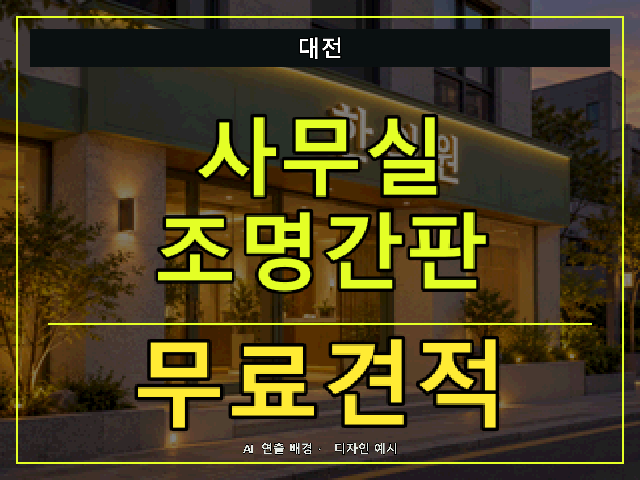 대전 사무실 조명간판 무료견적 안내 썸네일 · AI 연출 배경