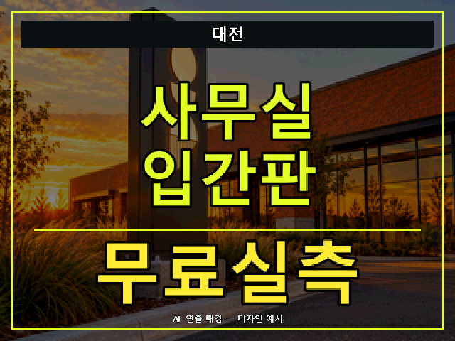 대전 사무실 입간판 무료실측 안내 썸네일 · AI 연출 배경