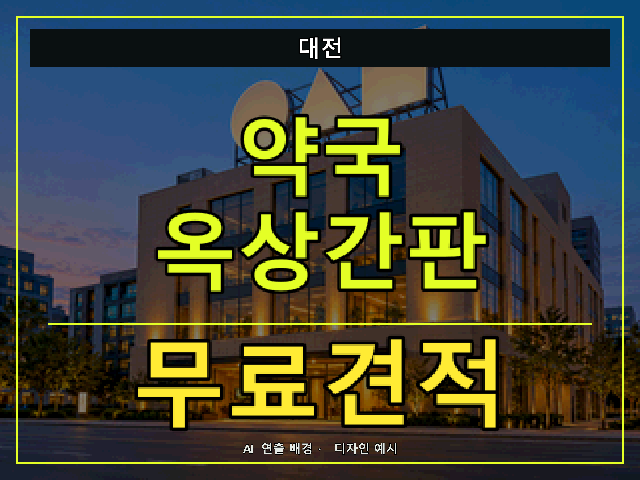 대전 약국 옥상간판 무료견적 안내 썸네일 · AI 연출 배경
