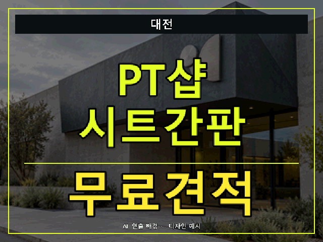 대전 PT샵 시트간판 무료견적 안내 썸네일 · AI 연출 배경