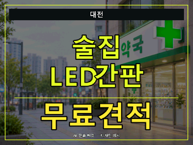 대전 술집 LED간판 무료견적 안내 썸네일 · AI 연출 배경