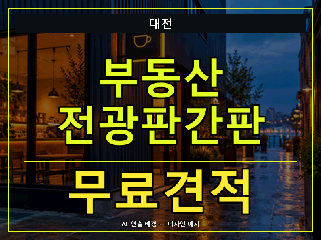 대전 부동산 전광판간판 무료견적 안내 썸네일 · AI 연출 배경