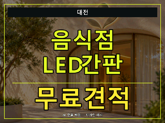 대전 음식점 LED간판 무료견적 안내 썸네일 · AI 연출 배경