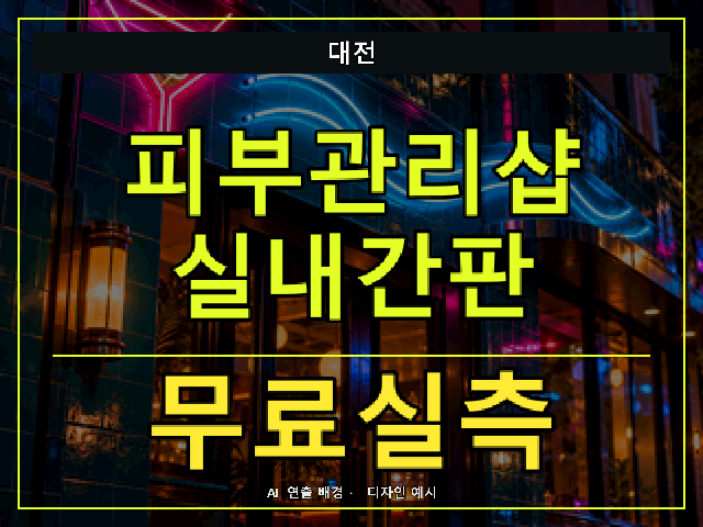 대전 피부관리샵 실내간판 무료실측 안내 썸네일 · AI 연출 배경