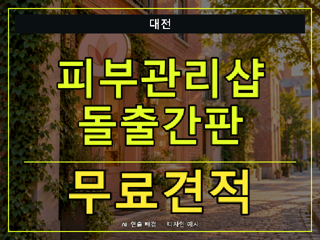 대전 피부관리샵 돌출간판 무료견적 안내 썸네일 · AI 연출 배경