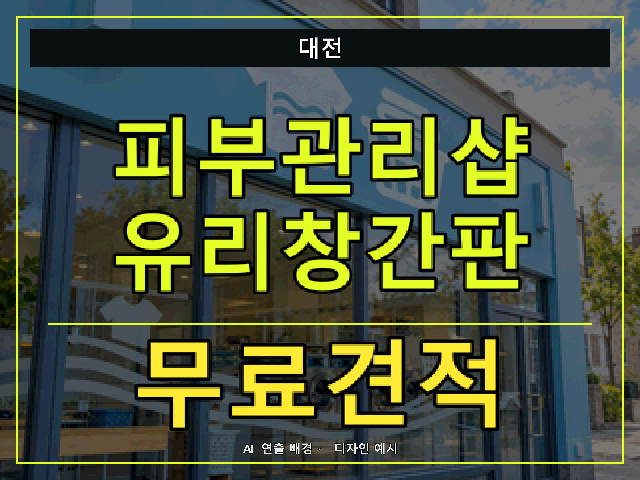 대전 피부관리샵 유리창간판 무료견적 안내 썸네일 · AI 연출 배경