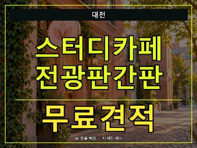대전 스터디카페 전광판간판 무료견적 안내 썸네일 · AI 연출 배경