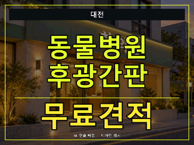 대전 동물병원 후광간판 무료견적 안내 썸네일 · AI 연출 배경