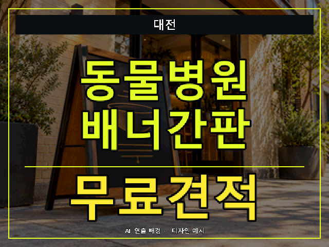 대전 동물병원 배너간판 무료견적 안내 썸네일 · AI 연출 배경