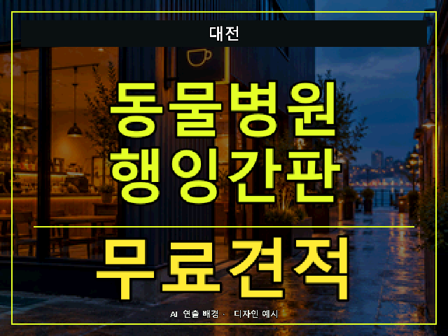 대전 동물병원 행잉간판 무료견적 안내 썸네일 · AI 연출 배경