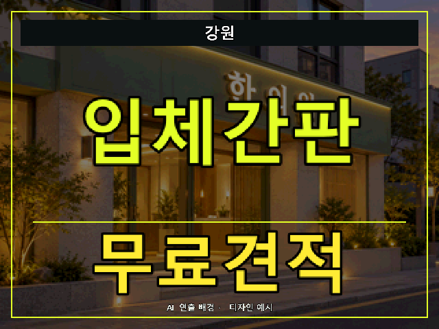 강원 입체간판 무료견적 안내 썸네일 · AI 연출 배경