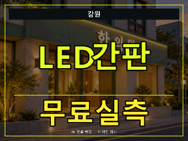강원 LED간판 무료실측 안내 썸네일 · AI 연출 배경