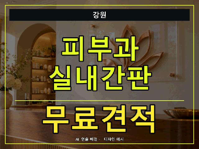 강원 피부과 실내간판 무료견적 안내 썸네일 · AI 연출 배경
