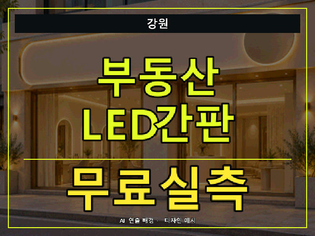 강원 부동산 LED간판 무료실측 안내 썸네일 · AI 연출 배경