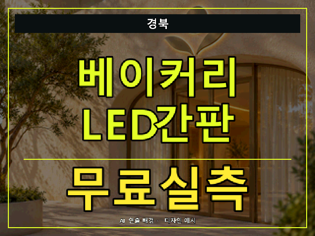 경북 베이커리 LED간판 무료실측 안내 썸네일 · AI 연출 배경