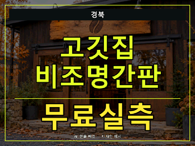 경북 고깃집 비조명간판 무료실측 안내 썸네일 · AI 연출 배경