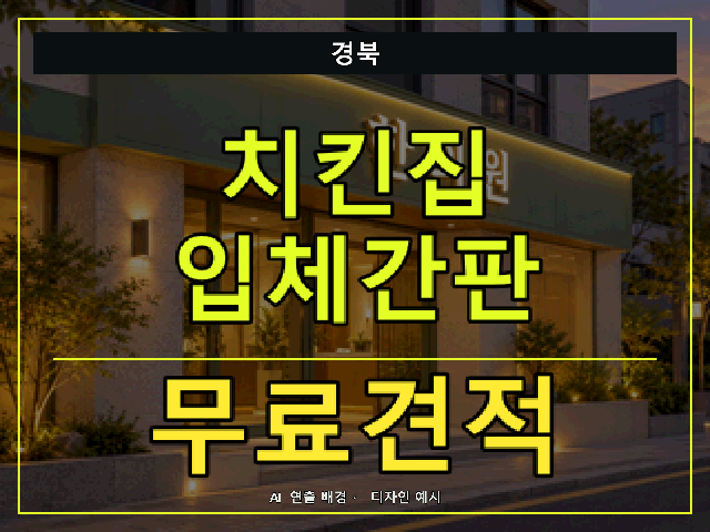 경북 치킨집 입체간판 무료견적 안내 썸네일 · AI 연출 배경