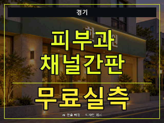 경기 피부과 채널간판 무료실측 안내 썸네일 · AI 연출 배경