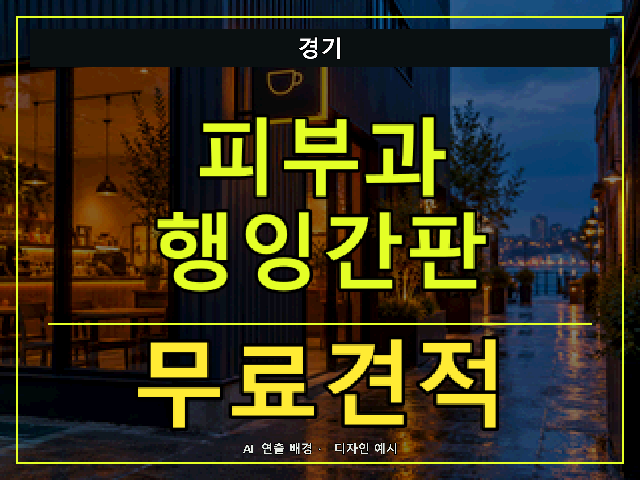 경기 피부과 행잉간판 무료견적 안내 썸네일 · AI 연출 배경