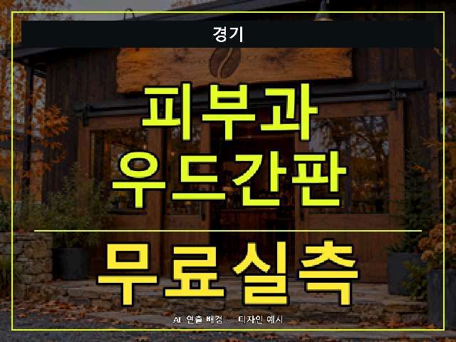 경기 피부과 우드간판 무료실측 안내 썸네일 · AI 연출 배경