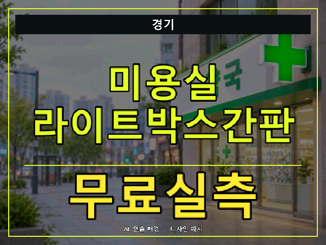 경기 미용실 라이트박스간판 무료실측 안내 썸네일 · AI 연출 배경