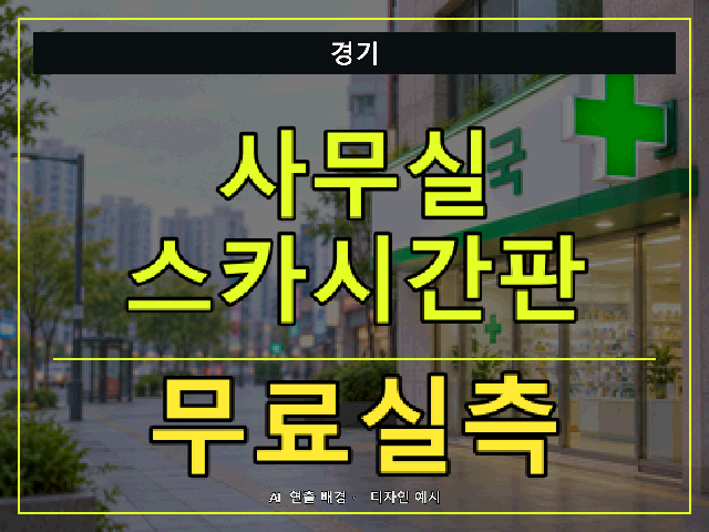경기 사무실 스카시간판 무료실측 안내 썸네일 · AI 연출 배경