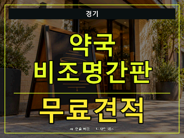 경기 약국 비조명간판 무료견적 안내 썸네일 · AI 연출 배경