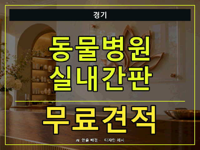 경기 동물병원 실내간판 무료견적 안내 썸네일 · AI 연출 배경