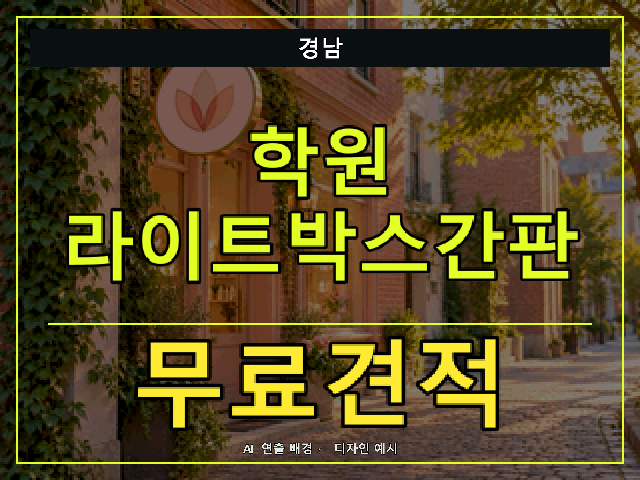 경남 학원 라이트박스간판 무료견적 안내 썸네일 · AI 연출 배경