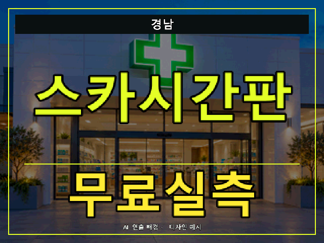 경남 스카시간판 무료실측 안내 썸네일 · AI 연출 배경