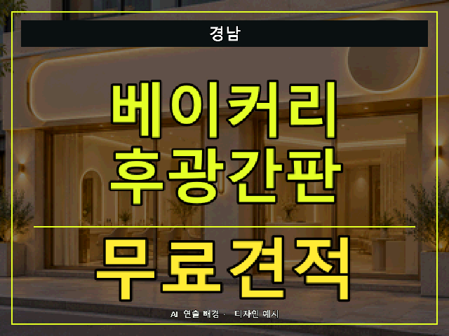 경남 베이커리 후광간판 무료견적 안내 썸네일 · AI 연출 배경