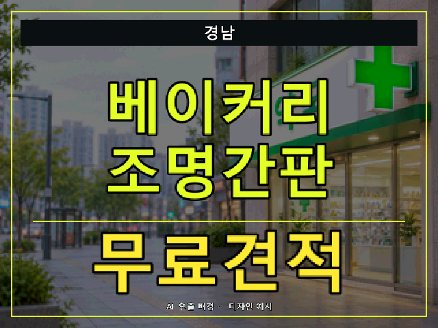 경남 베이커리 조명간판 무료견적 안내 썸네일 · AI 연출 배경